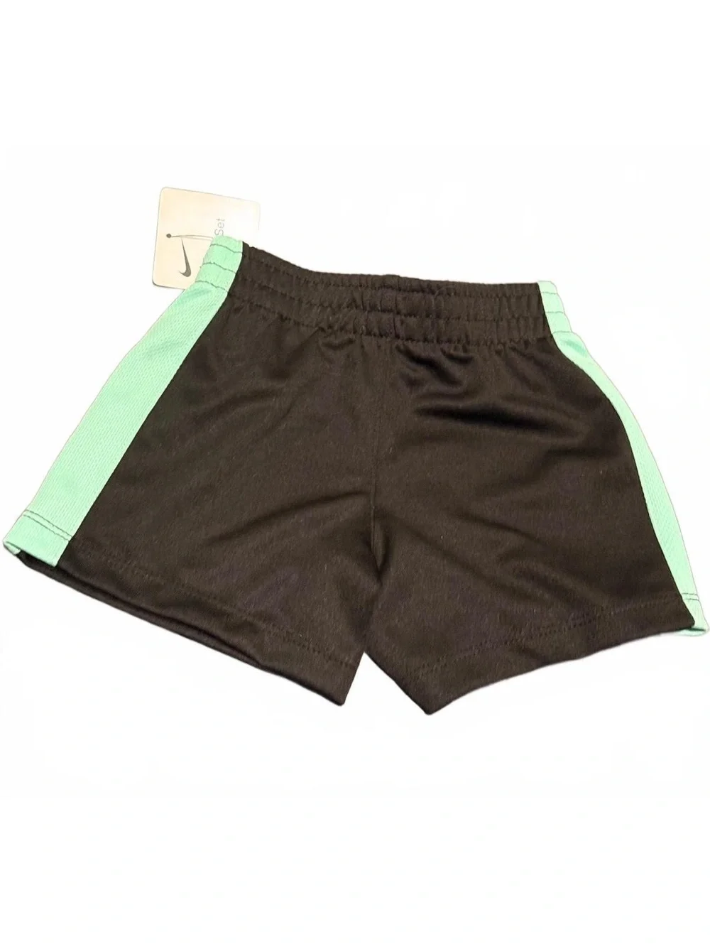 Nike Baby Toddler Black Dri-FIT Athletic Shorts Aqua Trim Pink Swoosh 12M